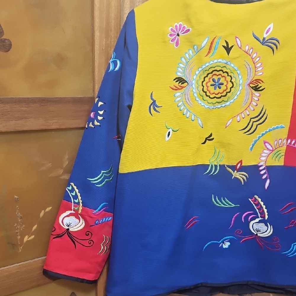 Vintage 90s Indigo Moon Patchwork Embroidered Cot… - image 7